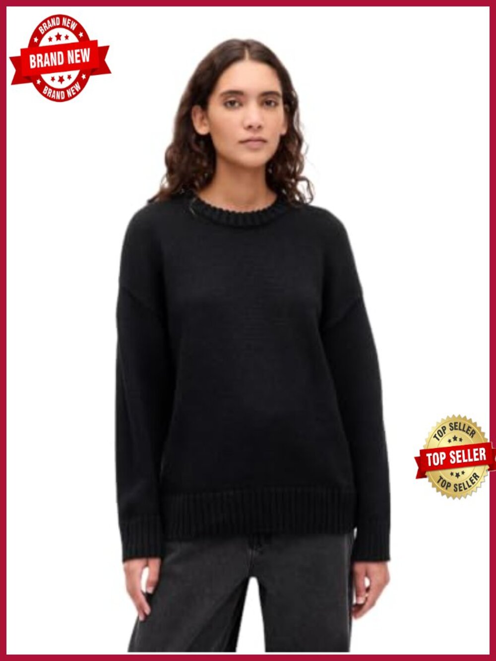 Oversized Boyfriend Cotton Crew Sweater Pullover Loose Fit Casual